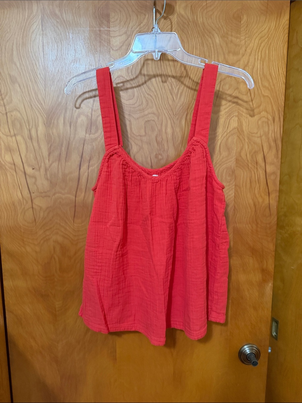 Pact organic coastal double gauze Coral orange Tank Top size large